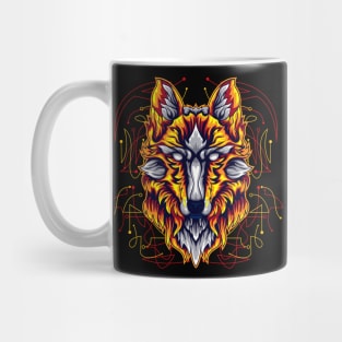 wolf fire rainbow Mug